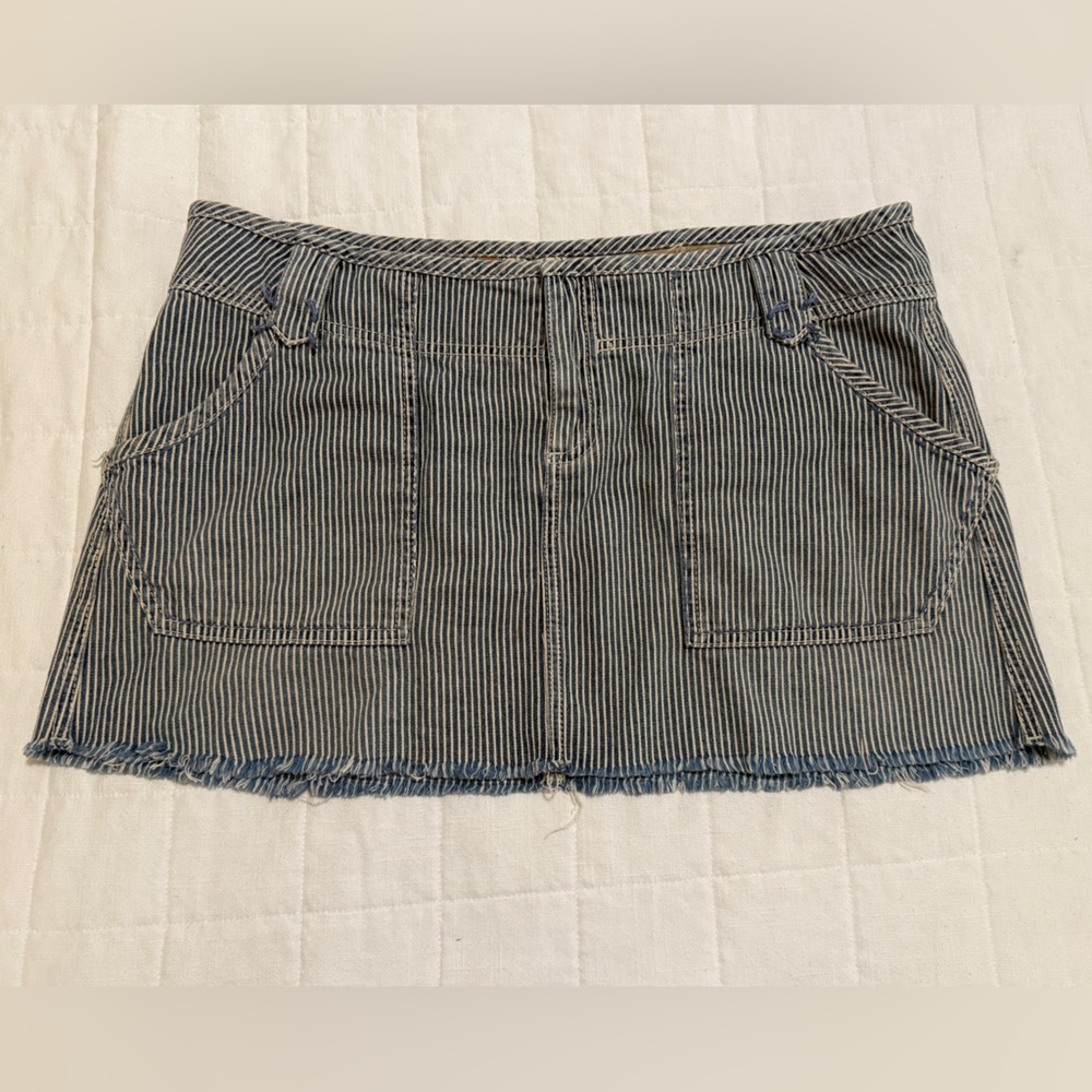 Free People Railroad Striped Denim Mini Skirt